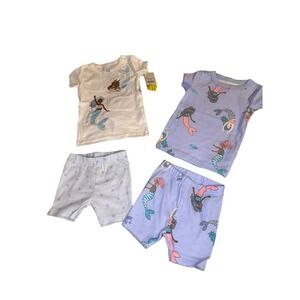 Carters 12M Baby‎ Girls 4 Piece Mermaid Pajama Set Outfit Bedtime Cotton
